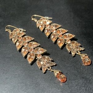 Peach Crystal Drop Earrings